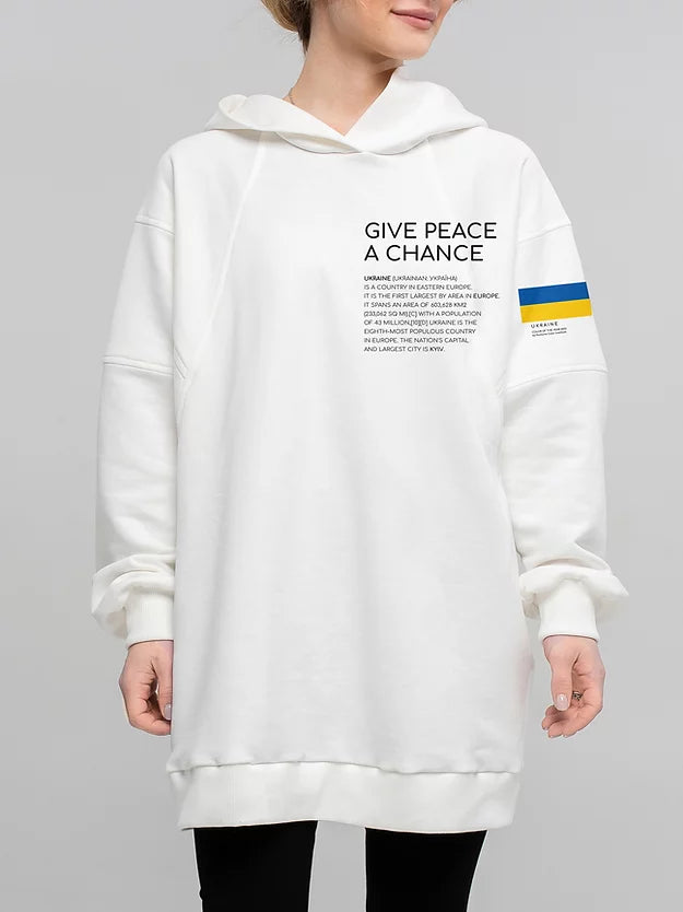 Hoodie with GIVE PEACE A CHANCE print